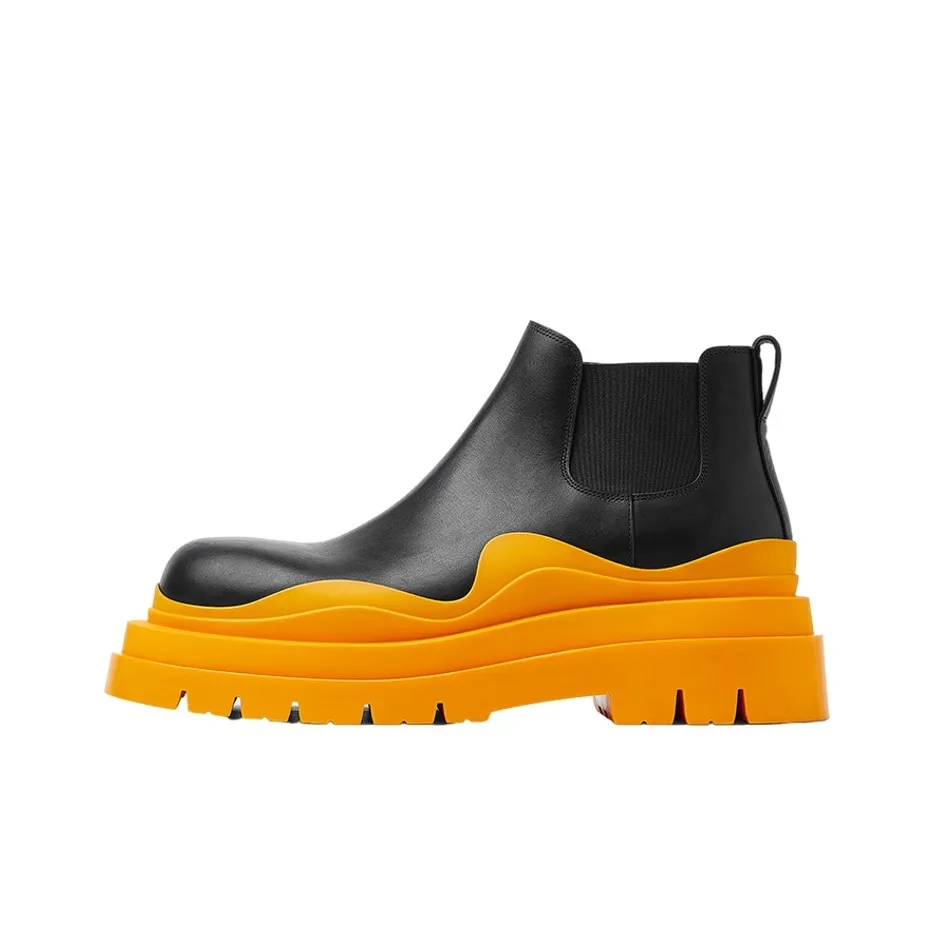 Bottega Veneta Ankle Length Chelsea Boots Men's Orange