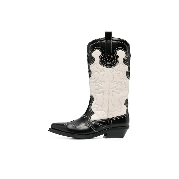 GANNI Two-tone Leather Western Boots