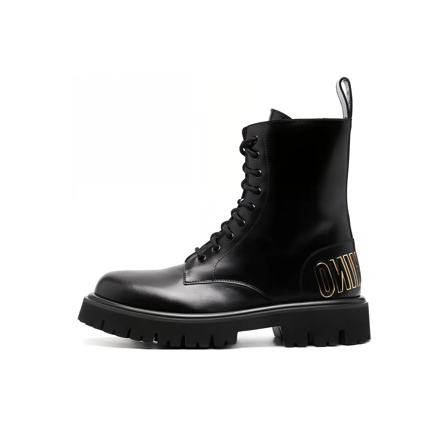 MOSCHINO Logo Embossed Lace Up Boots