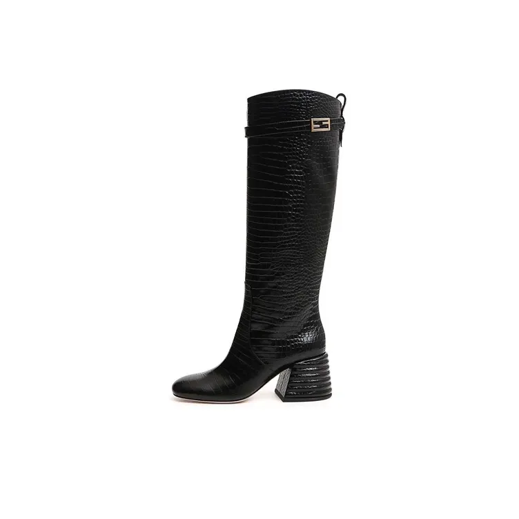 FENDI Baguette Knee high Boots Women's Black
