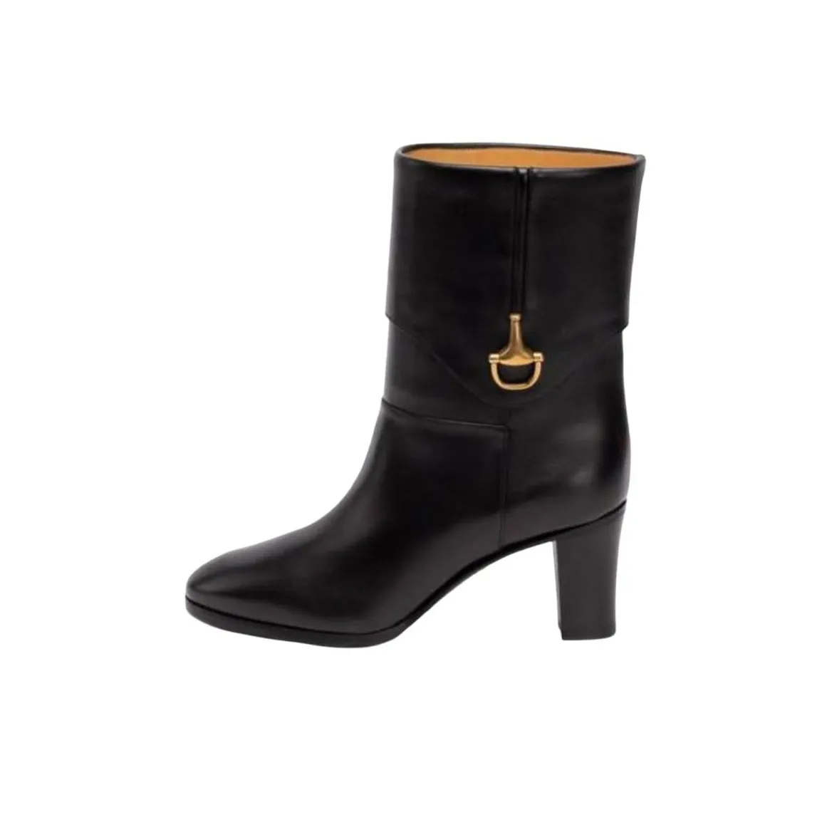 GUCCI Half Horsebit Leather Ankle Boots