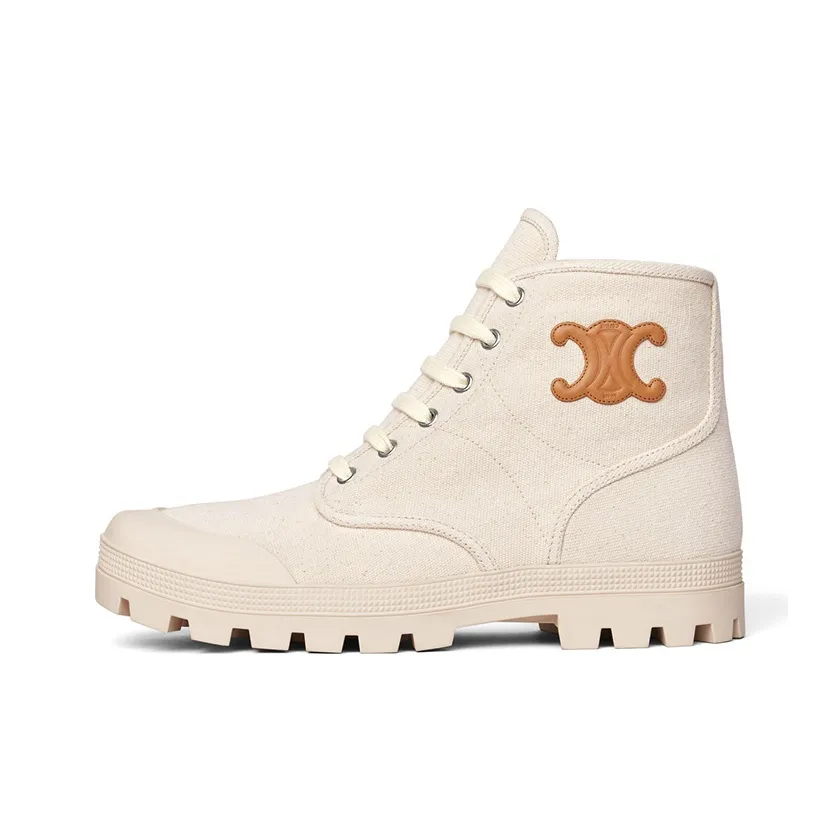CELINE Patapans Ankle Boots Women's Beige