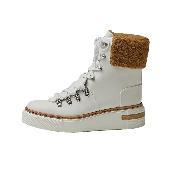 HERMES Flocon Martin Boots Women's White