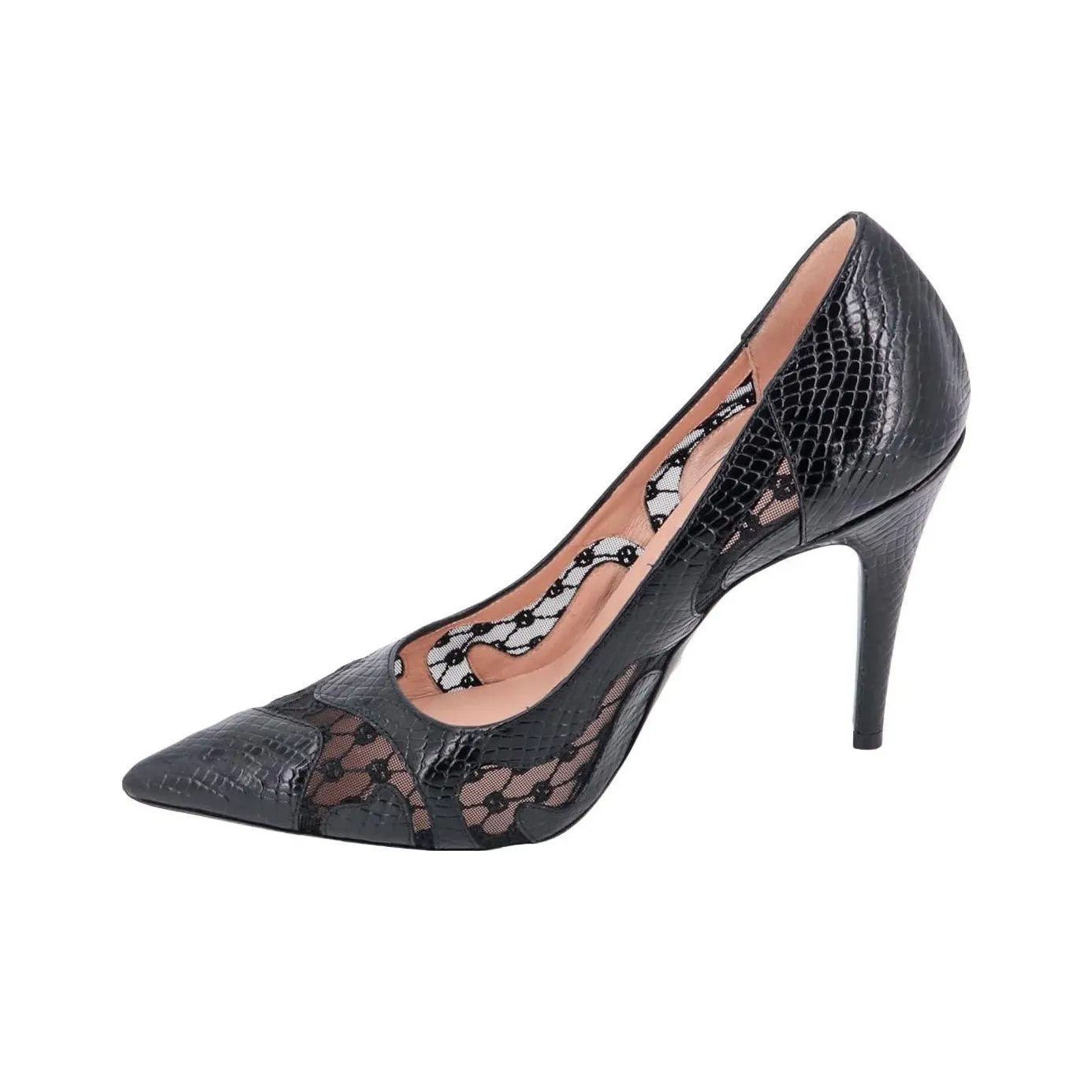 GUCCI 105mm Python-effect Pumps