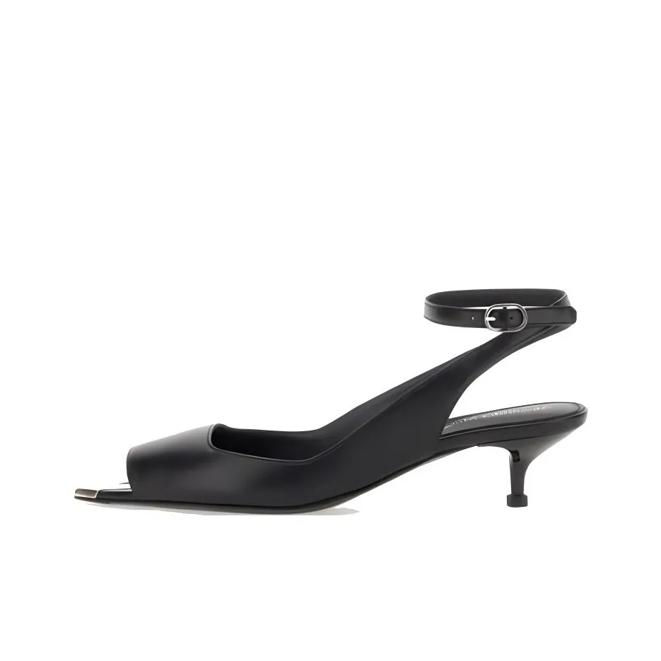 Alexander McQueen Панк Конусный Каблук Один Ремешок Сандалии 4CM Женские Черные