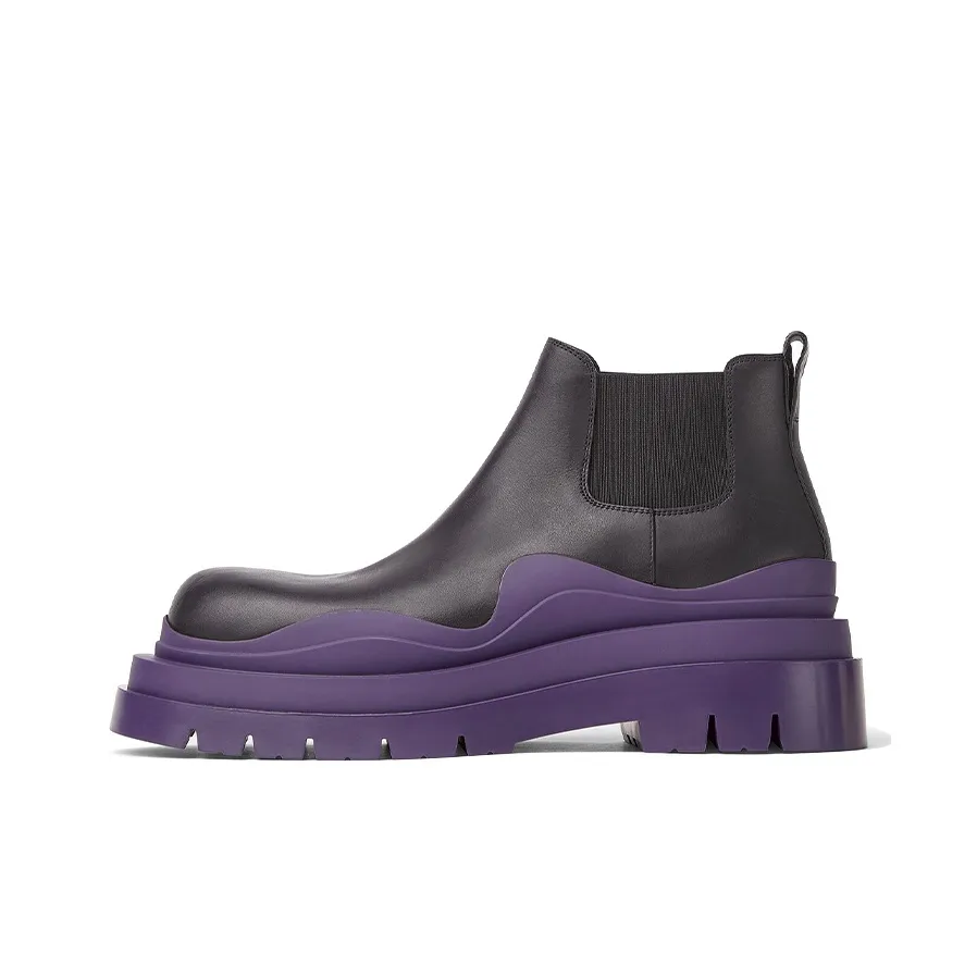 Bottega Veneta Tire Ankle-Length Chelsea Boots Men's Black Purple