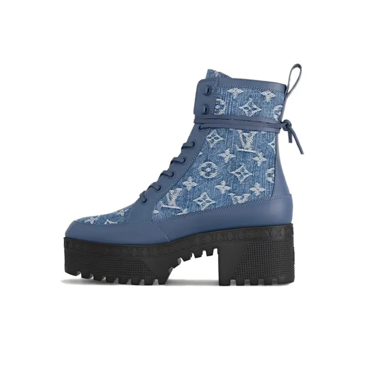 LOUIS VUITTON Laureate Ankle Boots 5cm Women's Blue