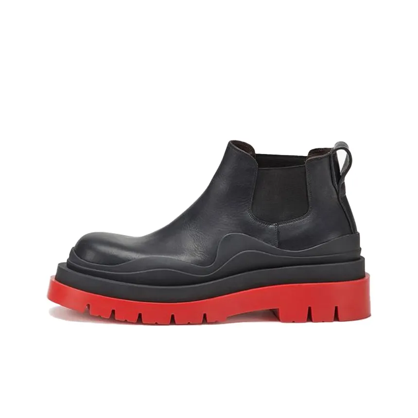Bottega Veneta Tire Ankle Chelsea Boot Black Red Women's
