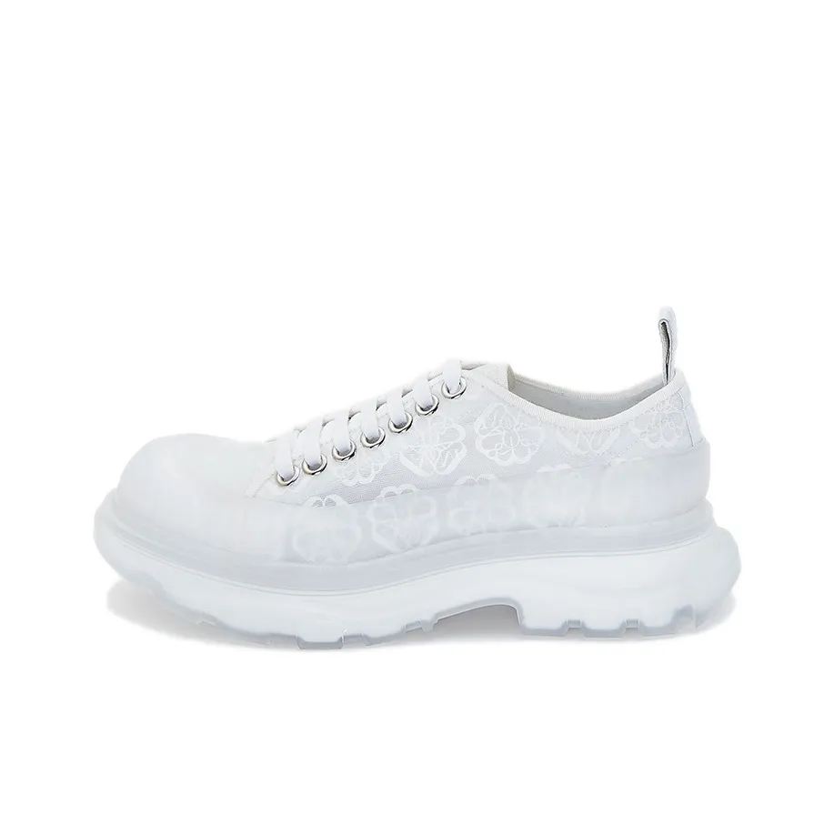 Alexander McQueen Tread Slick Low Lace Up White Transparent Women's