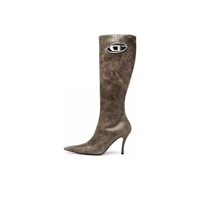 DIESEL D-Venus Logo-plaque Leather Boots