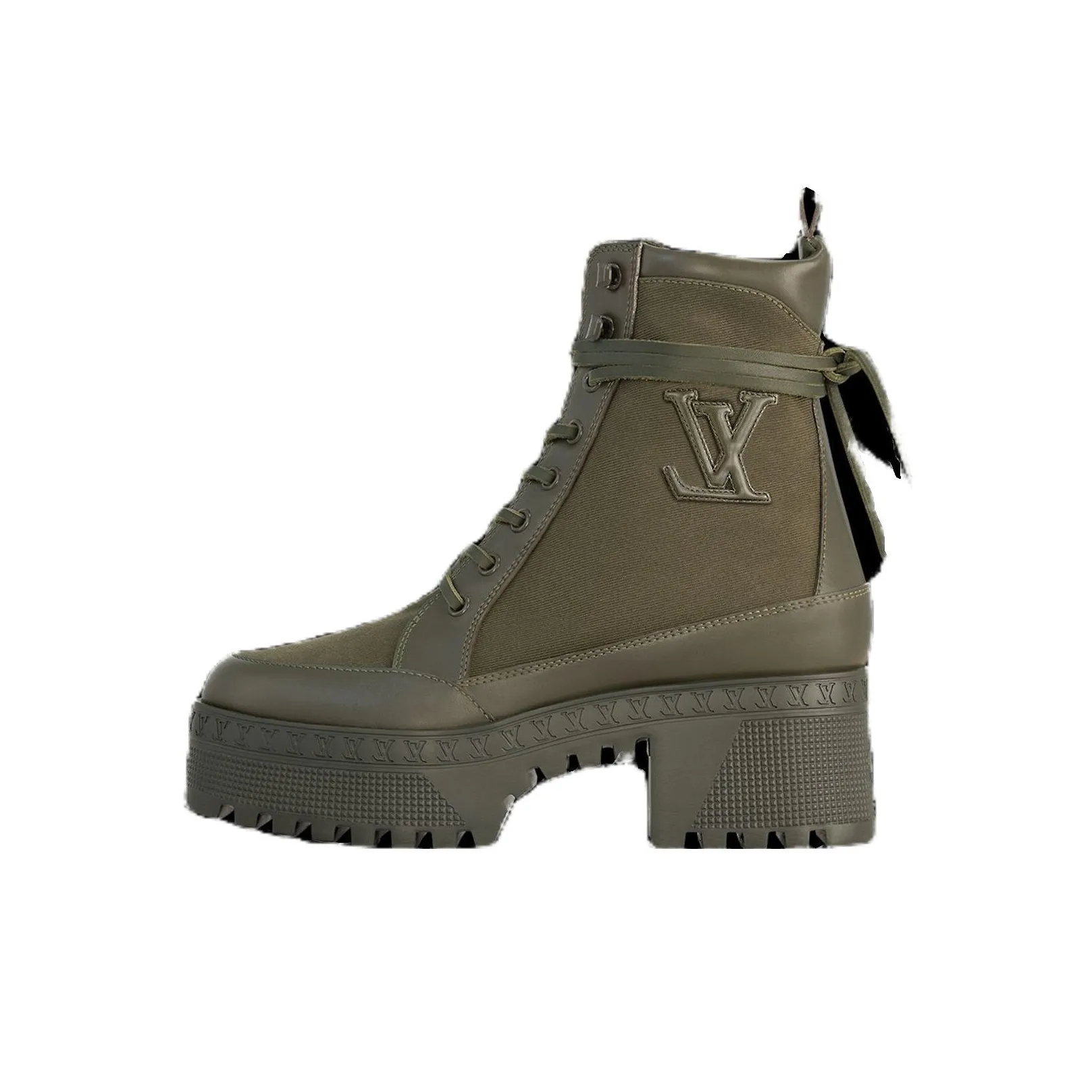 LOUIS VUITTON Laureate Ankle Boots 6cm Women's Khaki Green