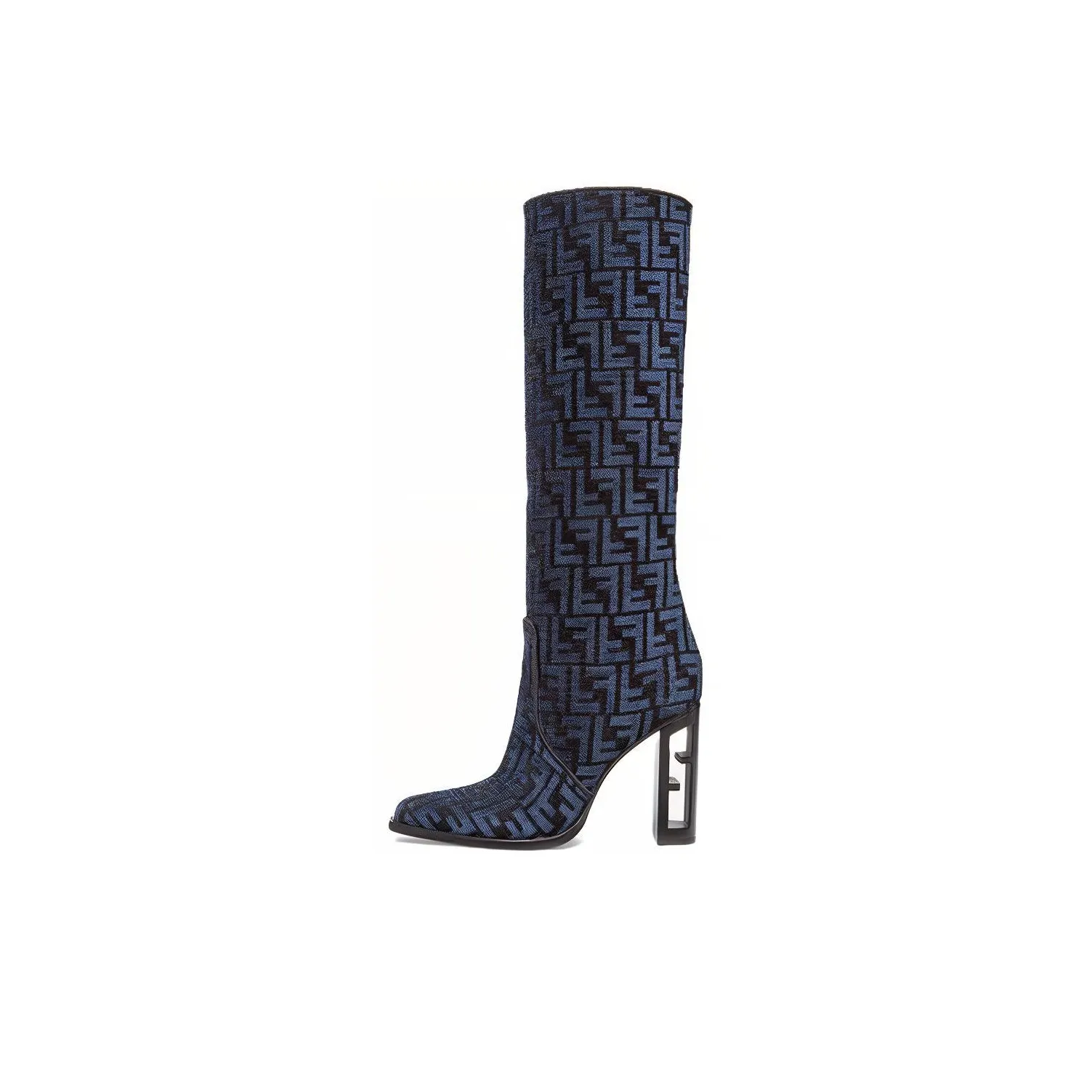 FENDI Cut Knee-High Boots 11cm Women's Blue