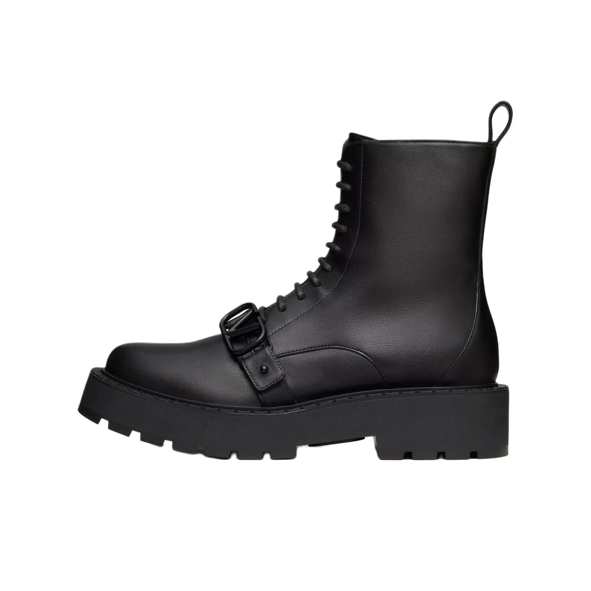 Valentino VLogo Plaque Lace Up Combat Boots Women's