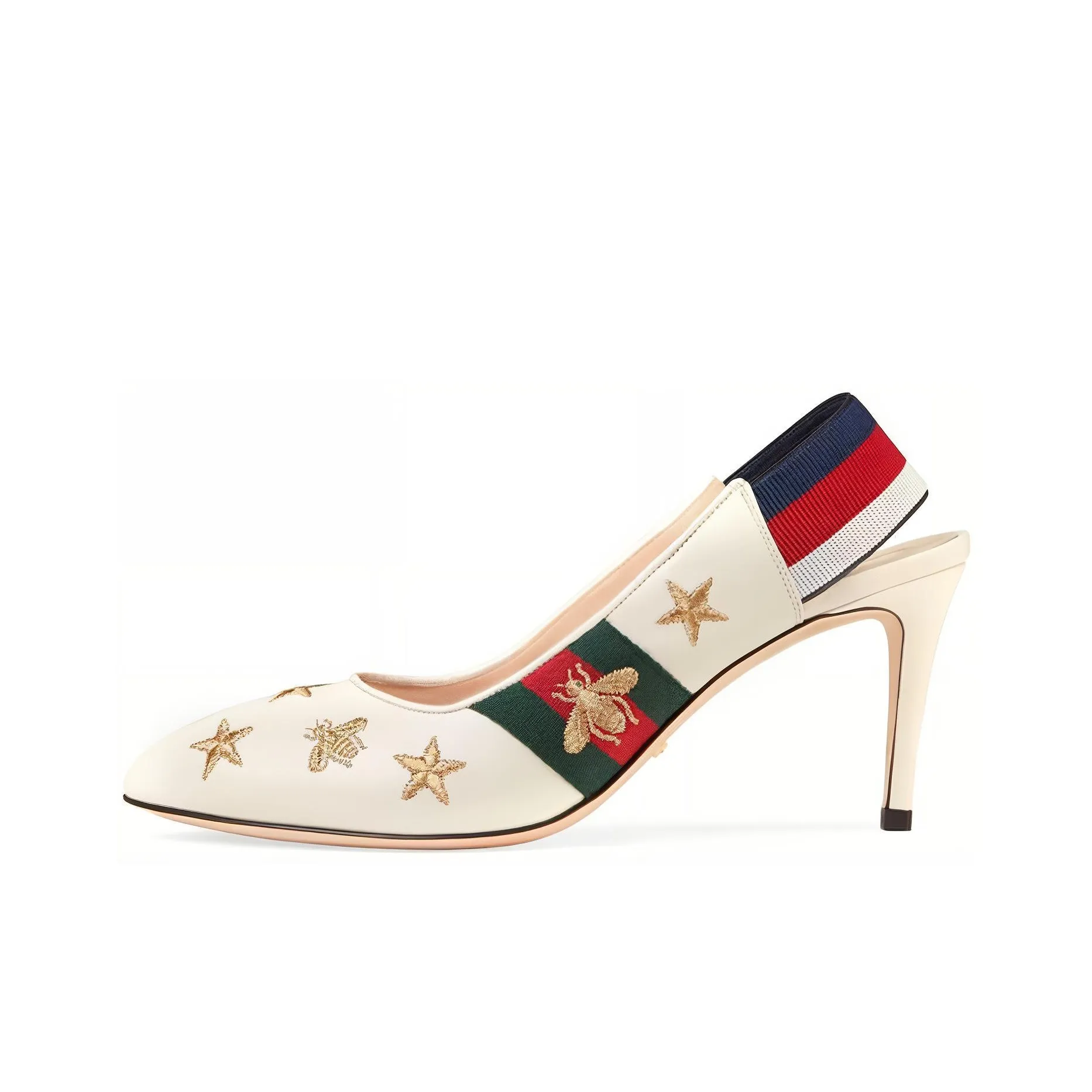 GUCCI Slim Heel High Heels 7.5cm Women's White