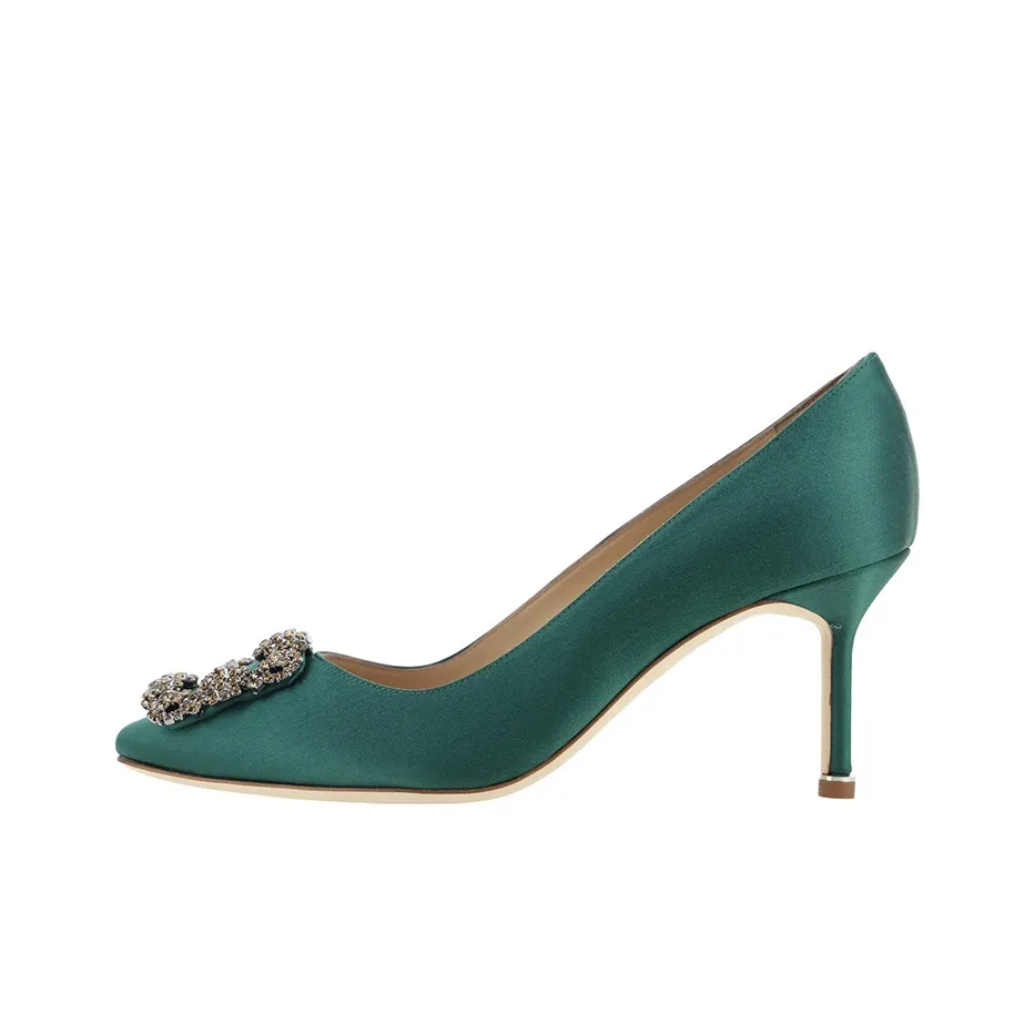 MANOLO BLAHNIK Hangisi Slim Heel High Heels 7cm Women's Green