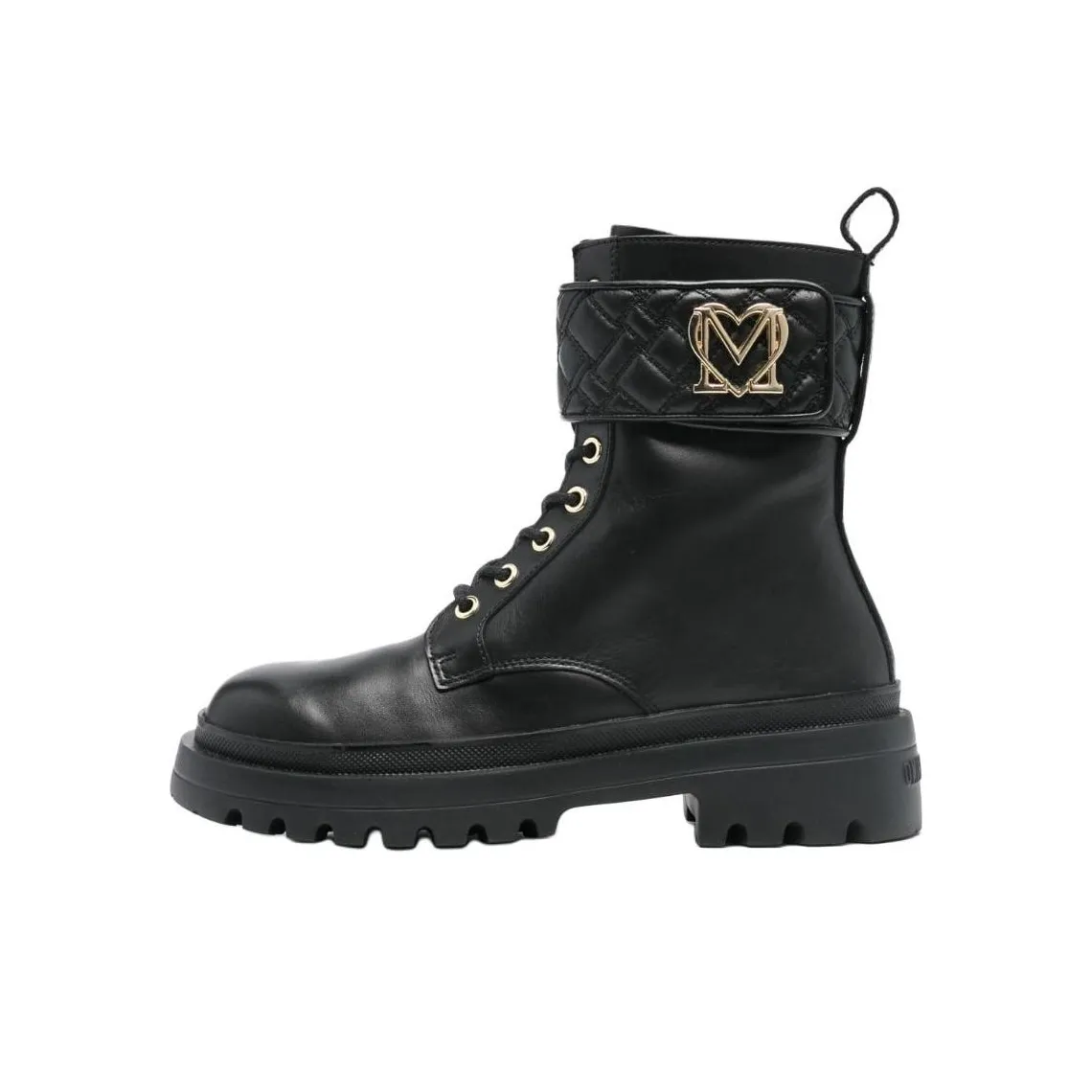 LOVE MOSCHINO Leather Combat Boots Women
s