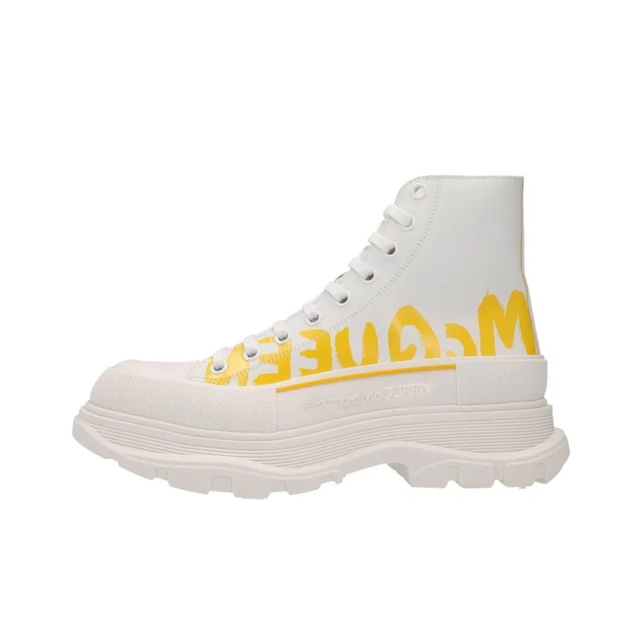 Alexander McQueen Tread Slick Boot Graffiti White Yellow Pop