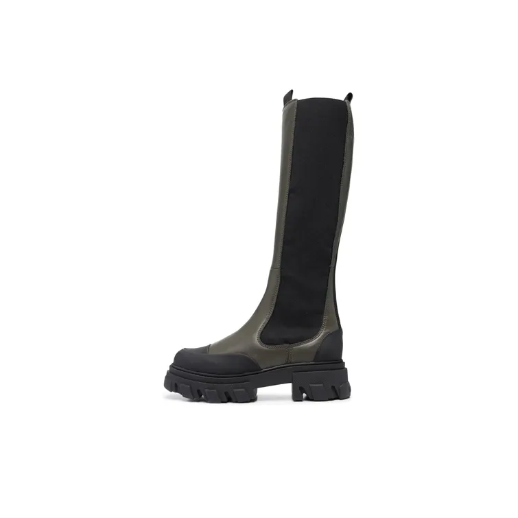 GANNI Knee-high Chunky Leather Chelsea Boots