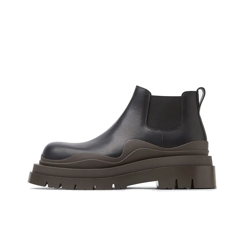 Bottega Veneta Tire Chelsea Ankle Length Chelsea Boots 5.5cm Men's Black Brown