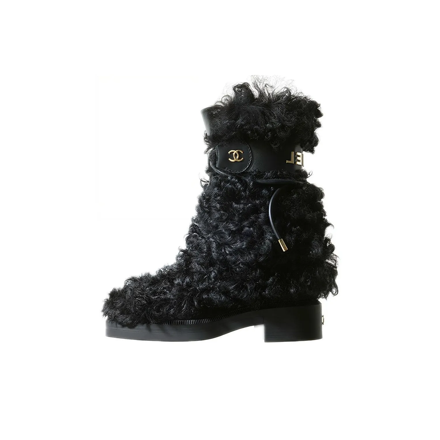 CHANEL Mid Calf Boots Women's Black
