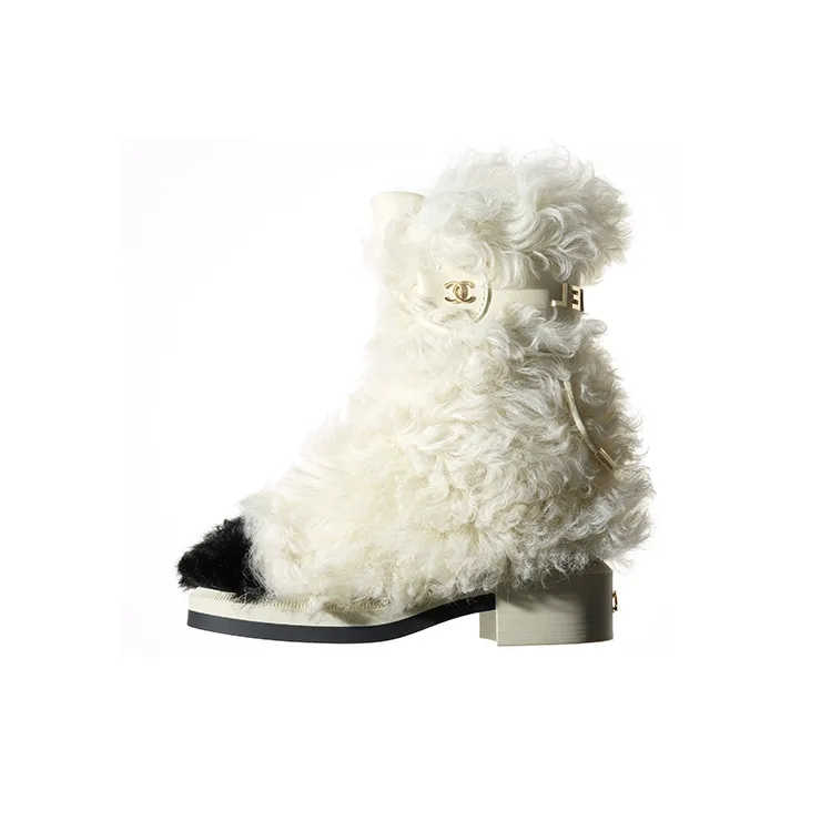 CHANEL Mid Calf Boots Women's White