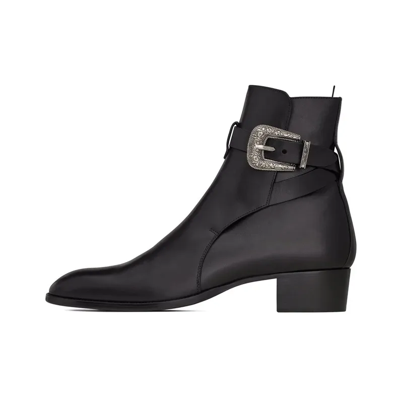 SAINT LAURENT Ankle Boots 4cm Men's Black