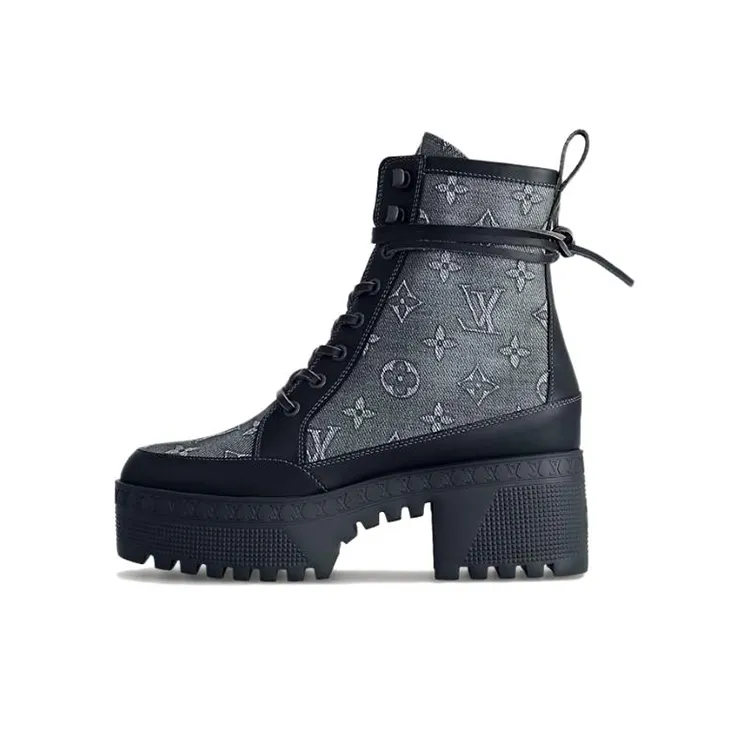 LOUIS VUITTON Laureate Ankle Boots 5cm Women's Black