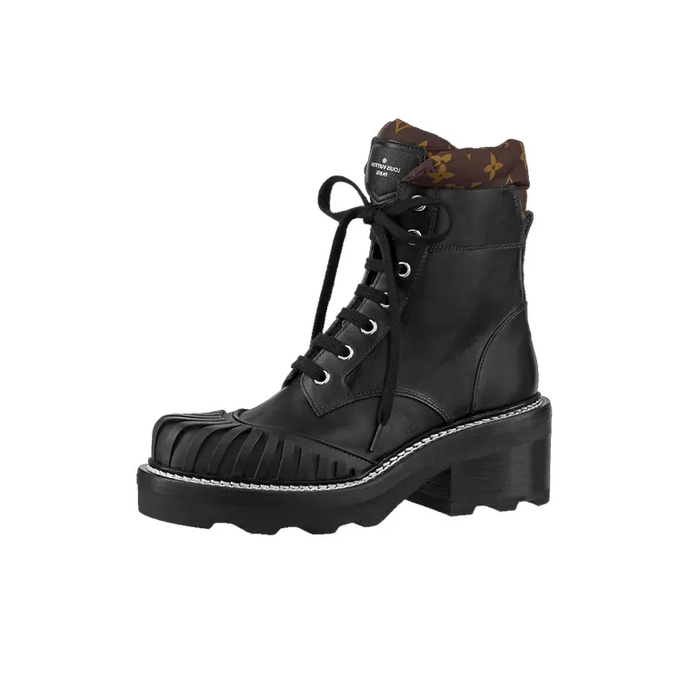 LOUIS VUITTON Beaubourg Louis Vuitton LV Ankle Boots Women's Black