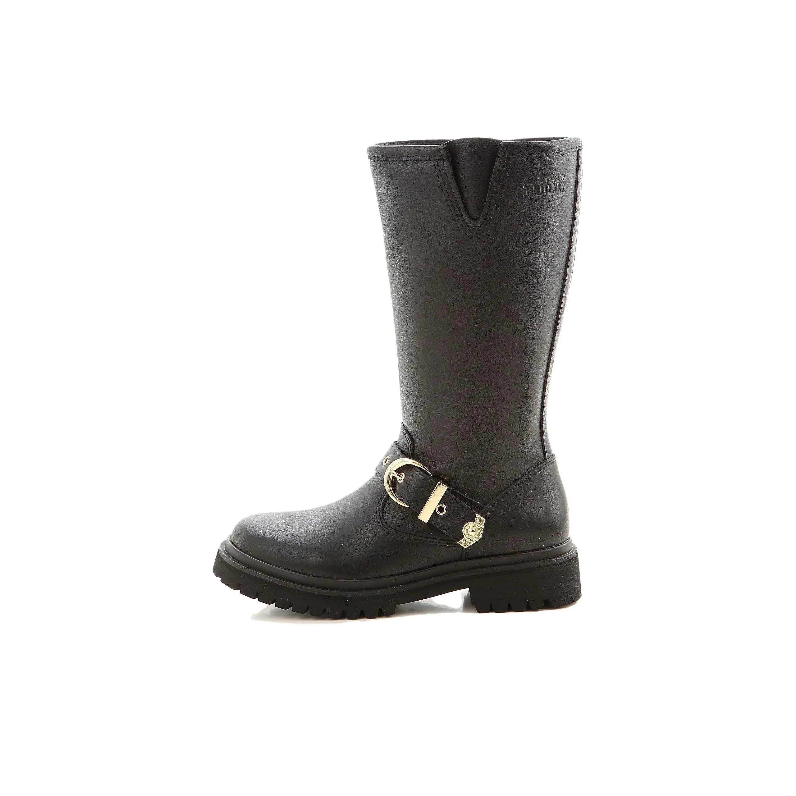 VERSACE JEANS Leather Rodeo Boots Black Women's