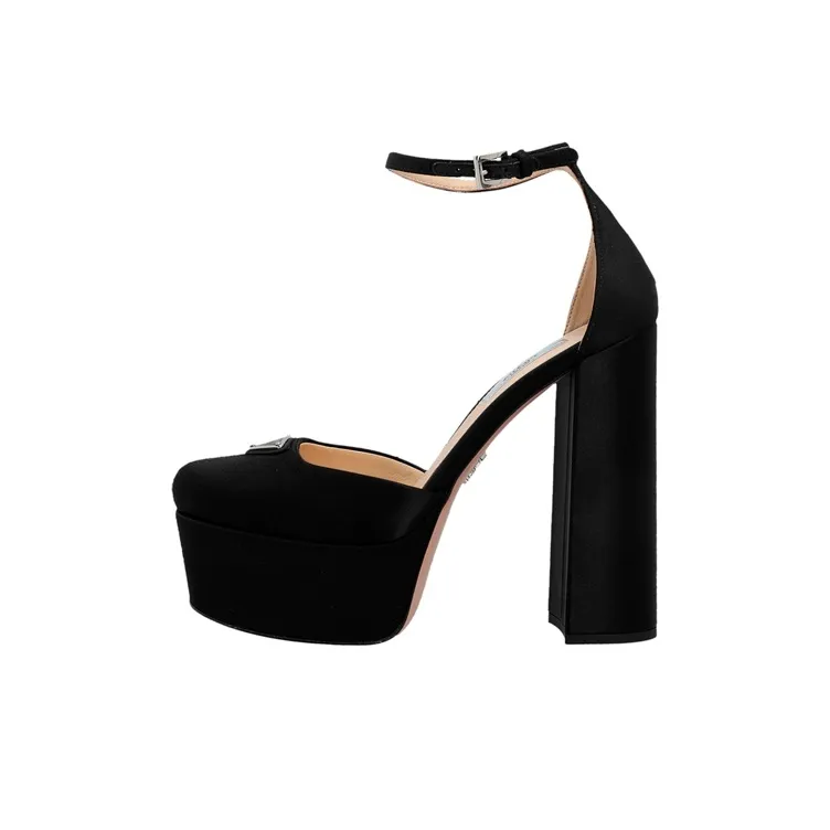 PRADA Chunky Heel High Heels 13.5cm Women's Black
