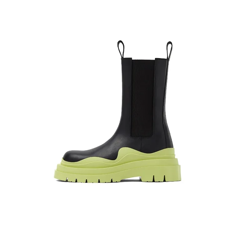 Bottega Veneta BV Tire Chelsea Boots Women's Black Green