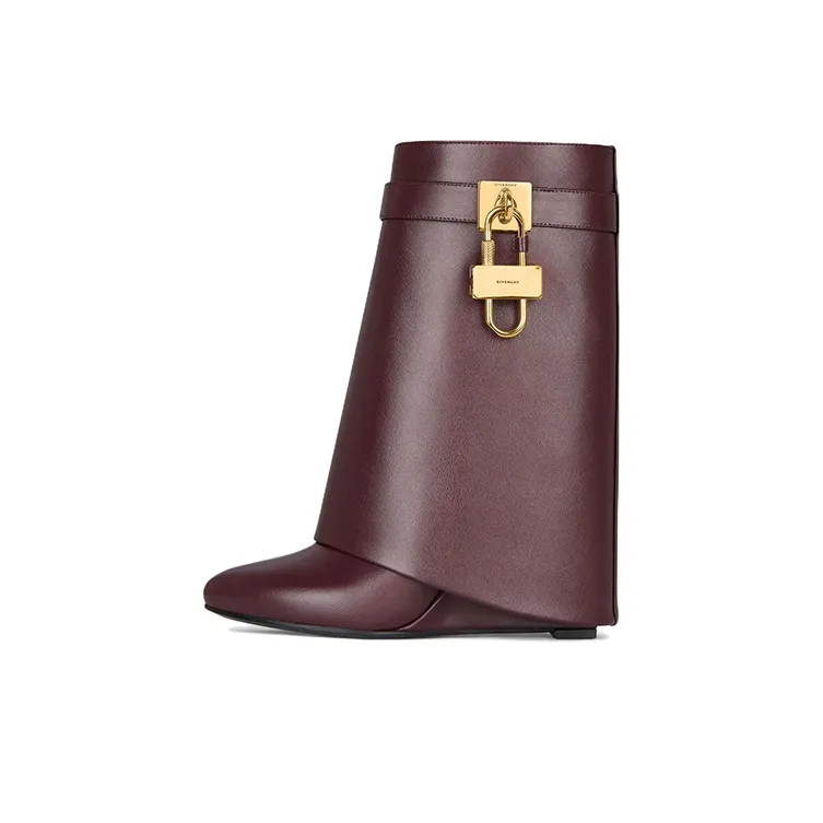 Givenchy Shark Lock Fashion Ankle Boots Women's Burgundy