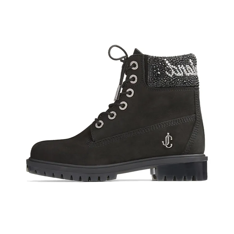 Timberland X Jimmy Choo 6' Boots Black Crystal Collar