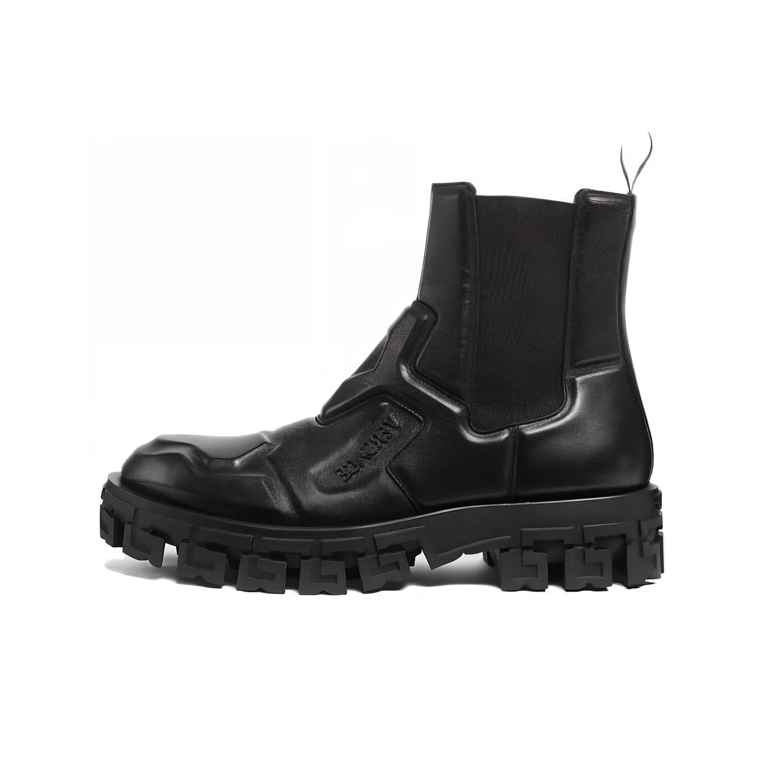 VERSACE Greca Portico Panelled Leather Boots