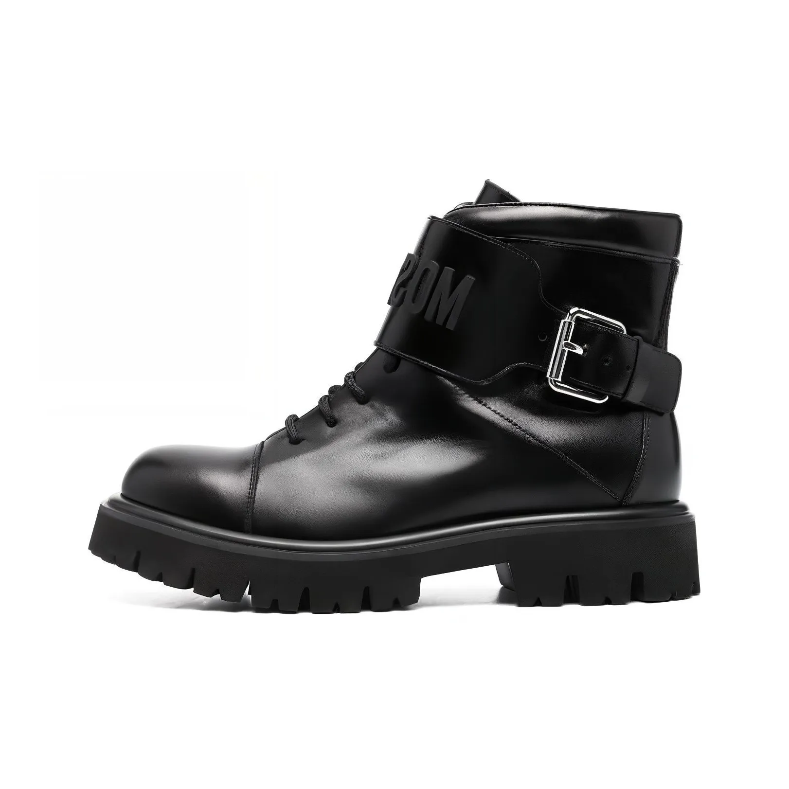 MOSCHINO Logo Embossed Buckled Boots