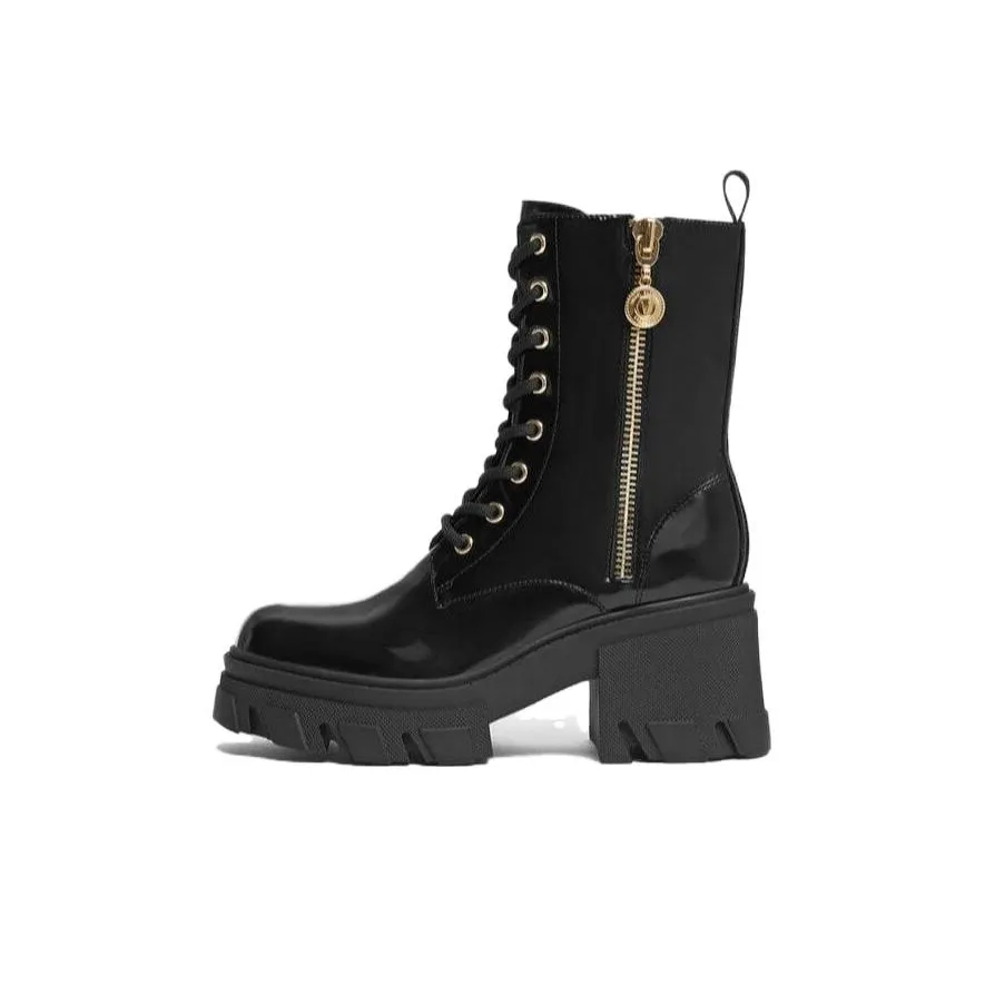 VERSACE JEANS Sophie Ankle Boots 8.5cm Women's Black Gold