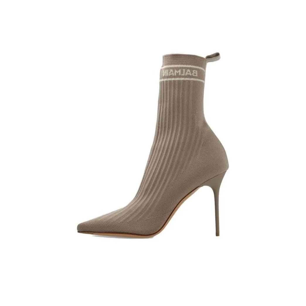 BALMAIN Ankle Boots 11cm Women's Beige