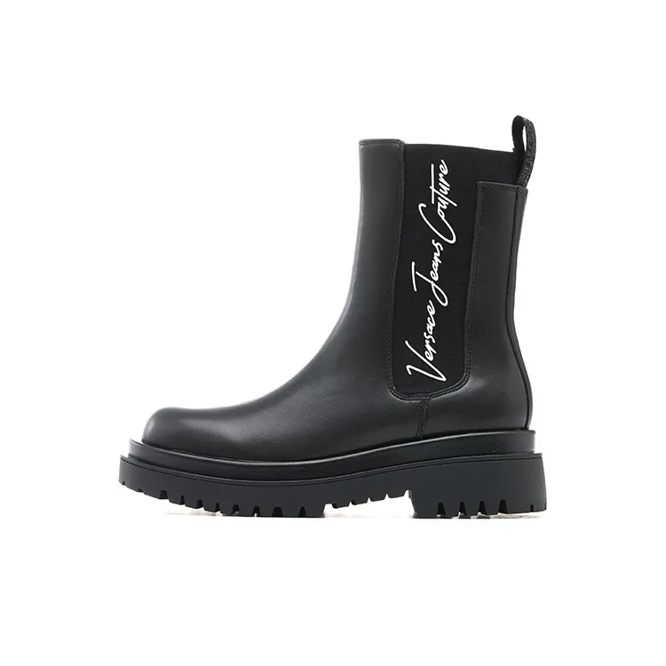 VERSACE JEANS Couture Drew Logo-print Pull-on Boots