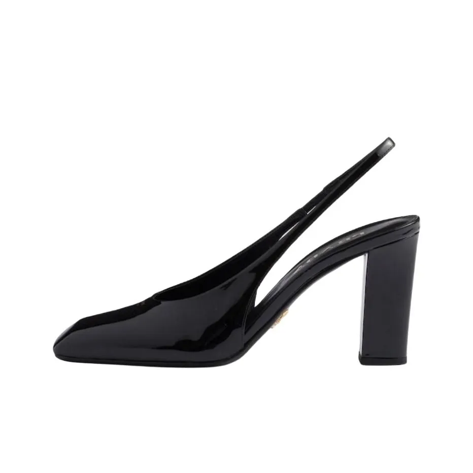 PRADA Patent Chunky Heel High Heels 8.5cm Women's Black