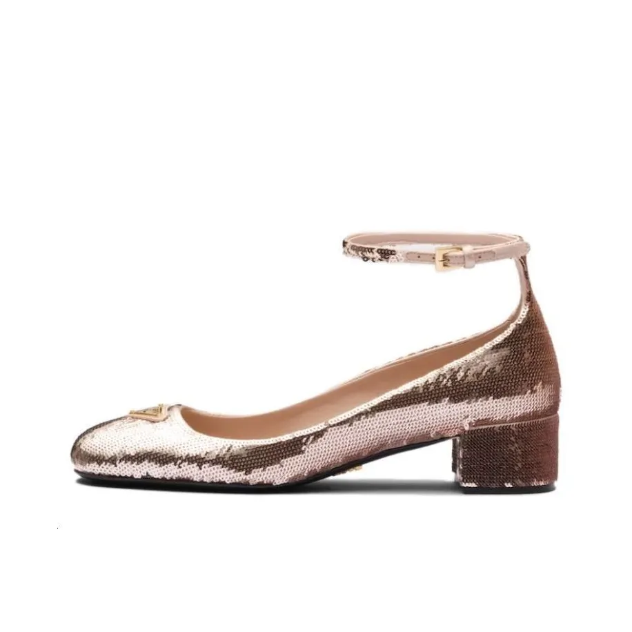 PRADA 35mm Triangle-logo Sequin-detail Pumps
