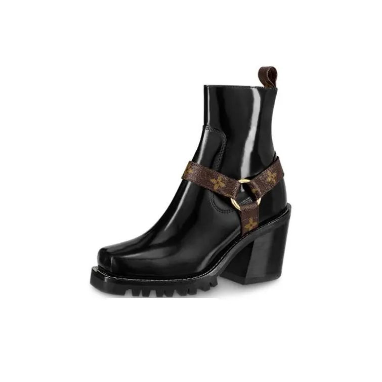LOUIS VUITTON Limitless Ankle Boots 'Black With Logo Straps' Women's