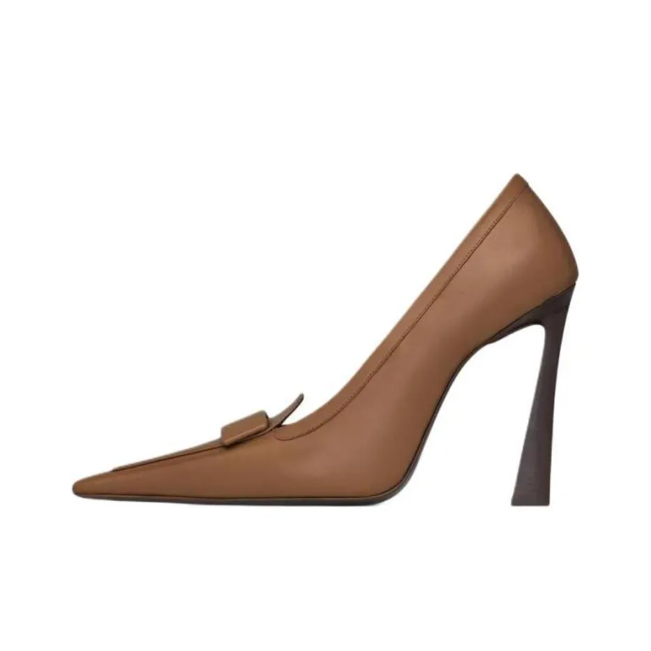 SAINT LAURENT D'Orsay Irregular Heel High Heels 11cm Women's Brown