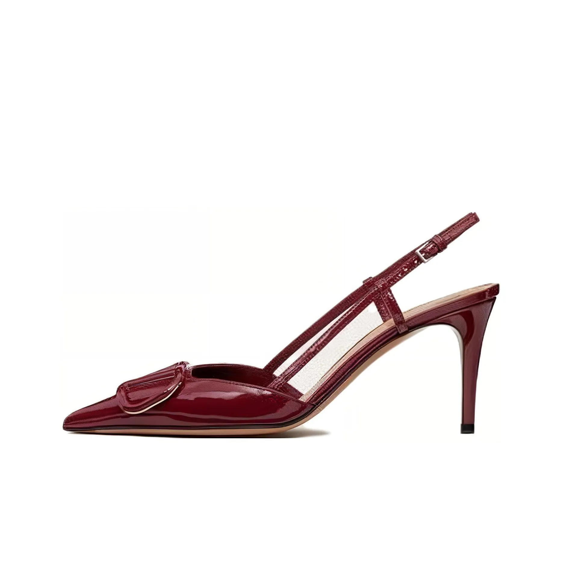 Valentino VLogo Signature Slim Heel High Heels 8cm Women's Burgundy Red