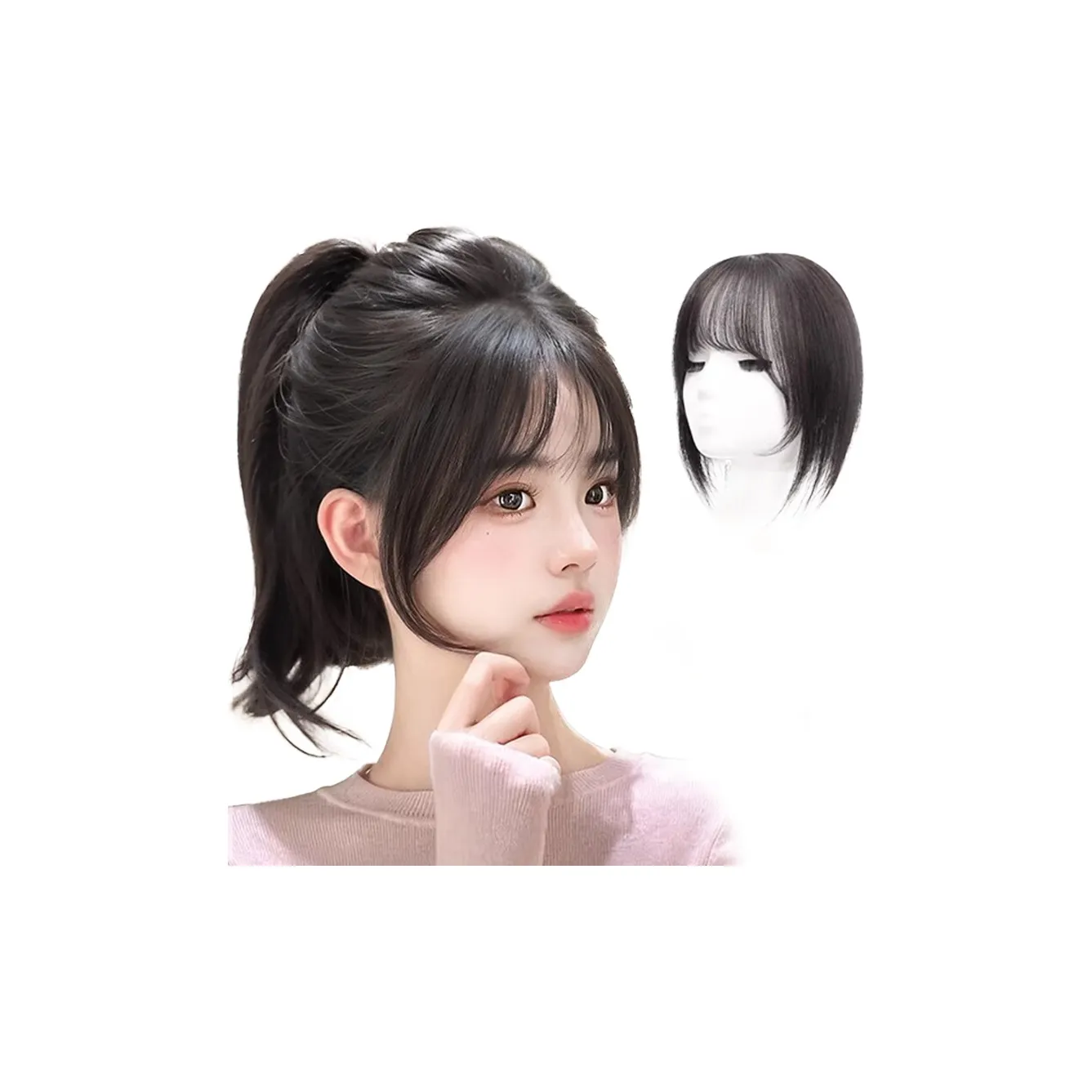 MUYAN Французский Liu Hai Перука PIECES Женская Естественный Мокко 25 см Короткие Прямые Волосы