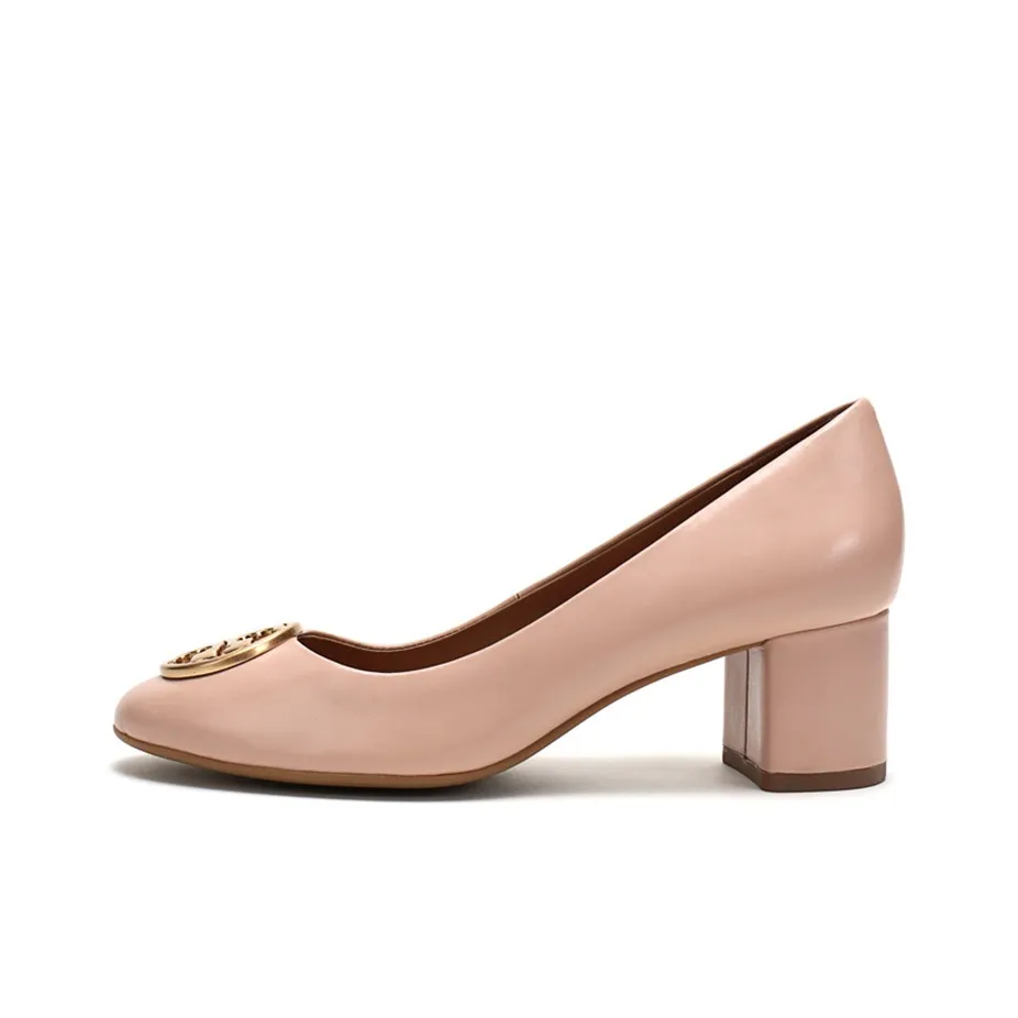 TORY BURCH Chunky Heel High Heels 6cm Women's Nude Pink