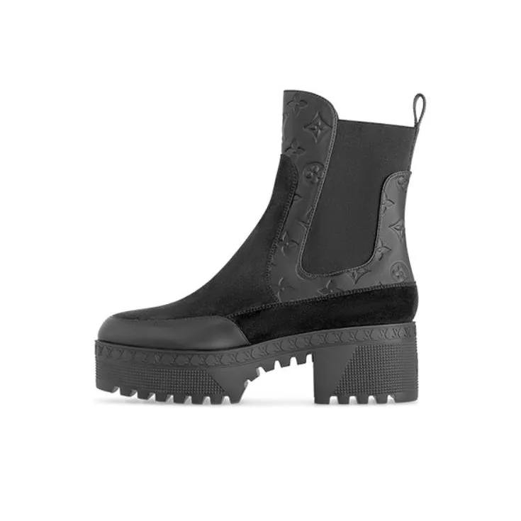 LOUIS VUITTON Laureate Ankle Length Chelsea Boots Women's Black