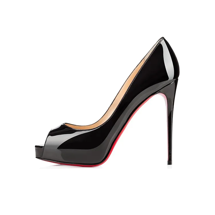 Christian Louboutin New Very Prive 120 Pump Black Patent Leather Women's