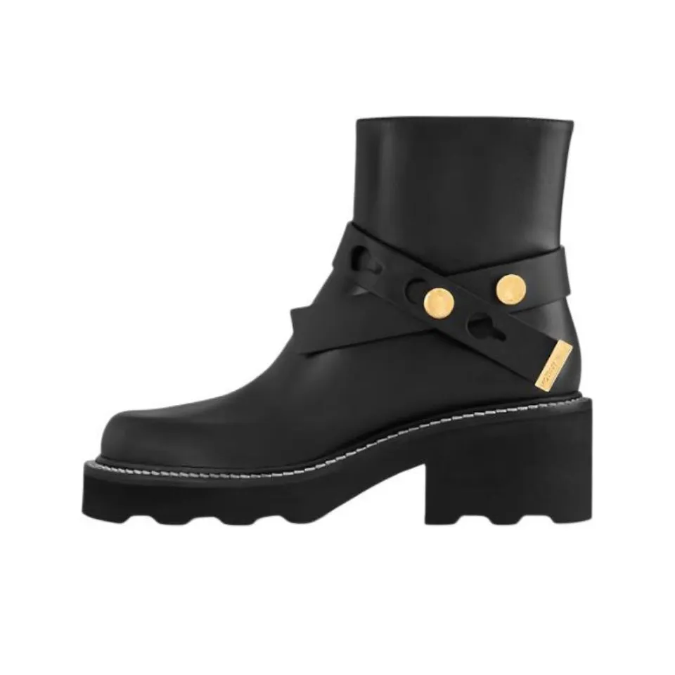 LOUIS VUITTON Beaubourg Ankle Boots 4cm Women's Black