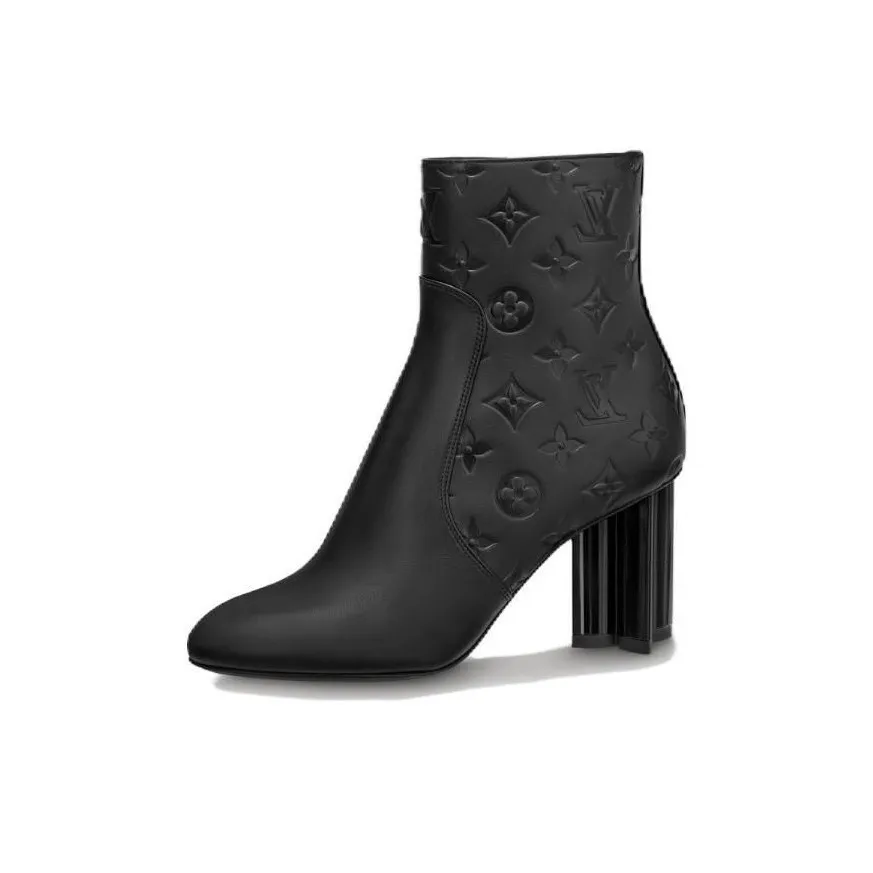LOUIS VUITTON Silhouette 8cm Heeled Boots 'Black Monogram' Women's
