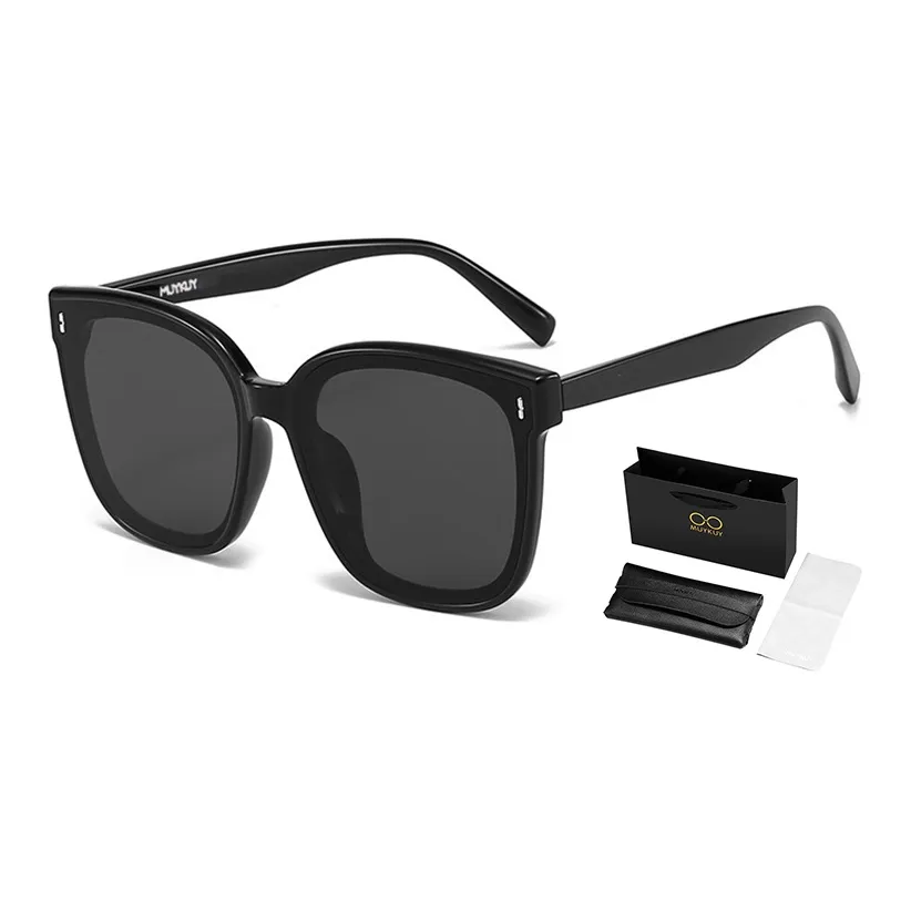 MUYKUY Квадратные солнцезащитные очки унисекс с черной оправой